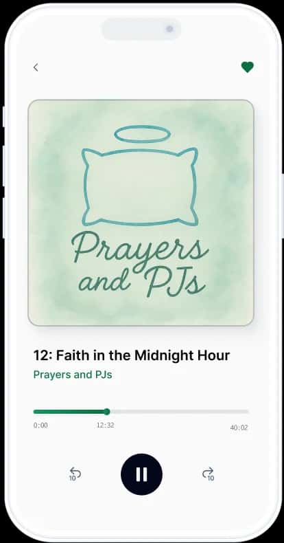 Mobile device with Prayers and PJs podcast open
